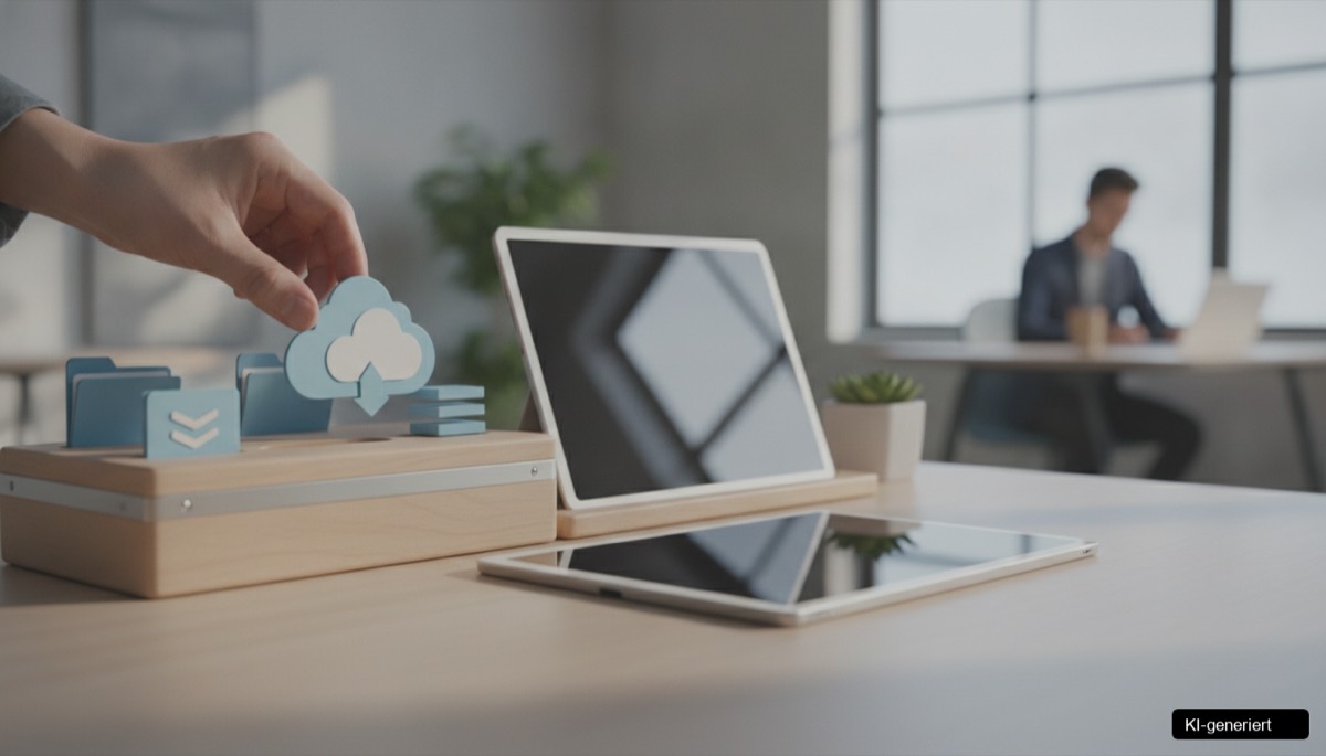 Mitarbeiter arbeiten effizient mit Cloud Dokumentenablage Betrieb und digitaler Ablage